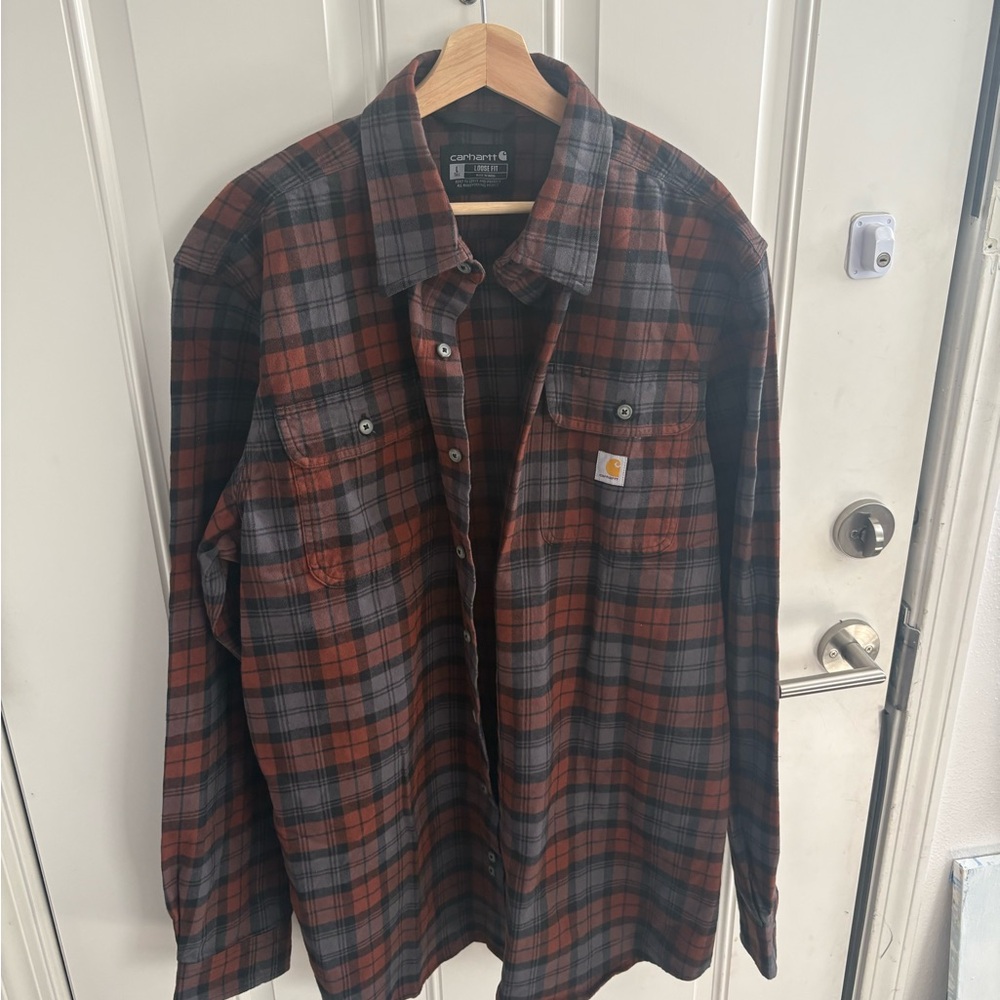 Carhartt Plaid Jacket Shirt, men’s size Large Tall (excellent condition)